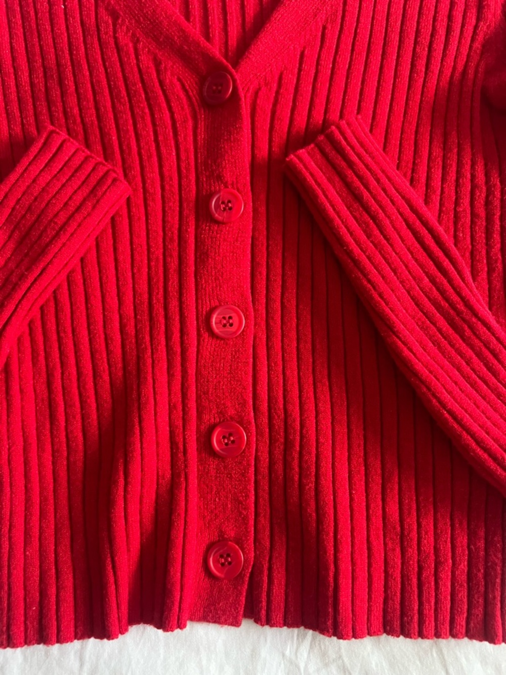 Active USA Red Ribbed V-Neck Button Cardigan - Picture 4 of 9